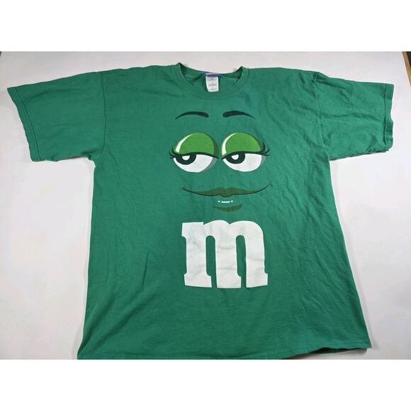 M&M’s Chocolate Candy Green Character Big Face Graphic T Shirt Size XL - Picture 1 of 4